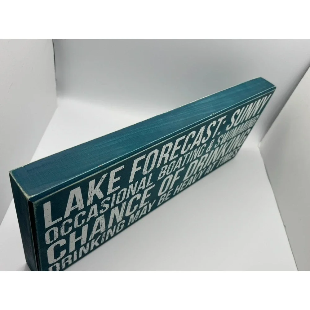 Primitives by Kathy Box Sign Lake Forecast Wood Distressed Rustic